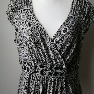 R.Q.T Geometric Embellished Faux Wrap Blouse